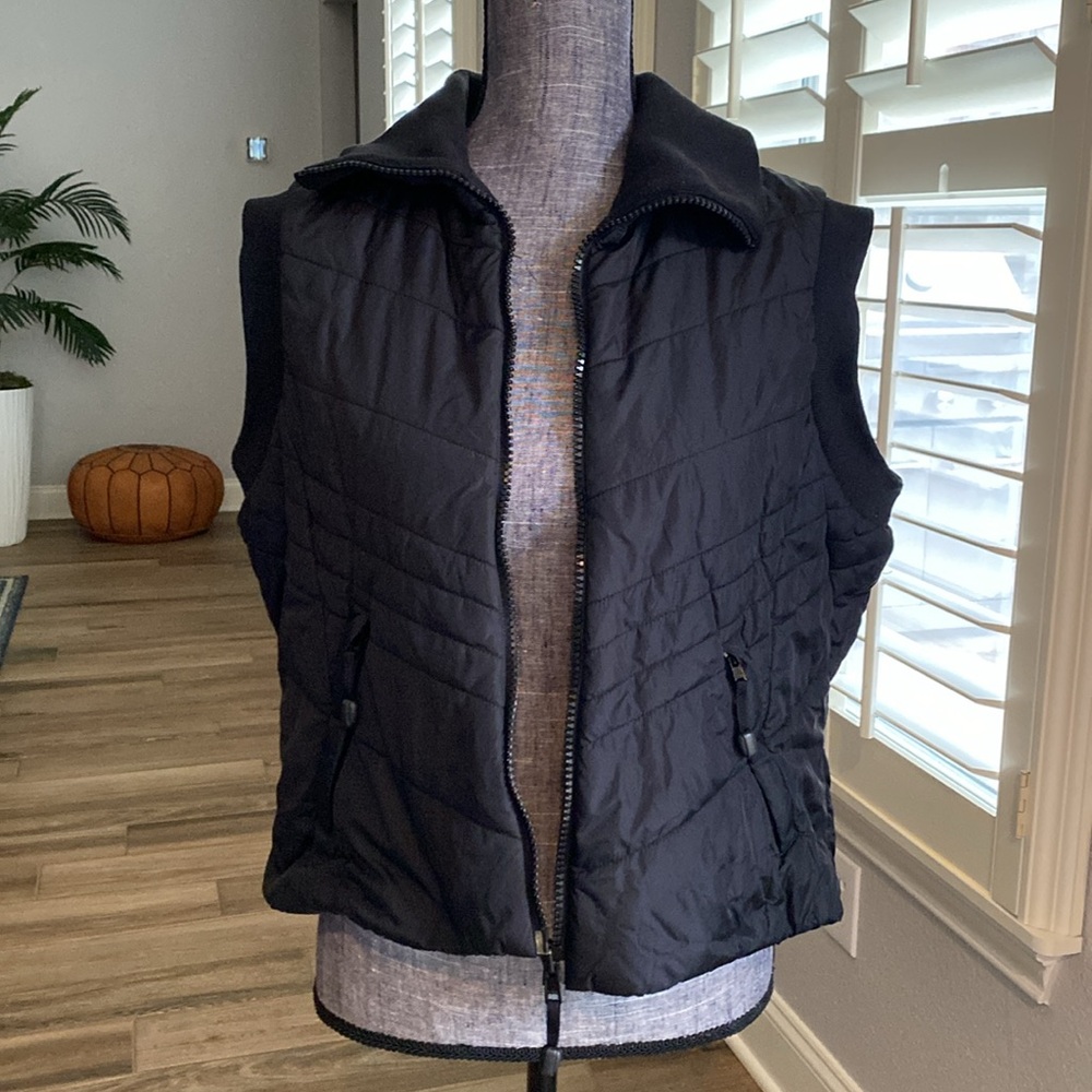 Macy’s i.e. Relaxed Black Quilted Vest with front pockets